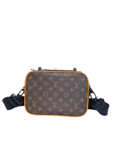 LV Monogram Macassar S Lock Messenger Bag Canvas Brown