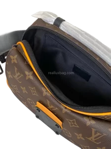 LV Monogram Macassar S Lock Messenger Bag Canvas Brown