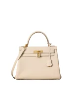 Kelly 25 White Togo Gold Hardware