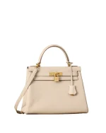 Kelly 25 White Togo Gold Hardware