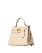 Kelly 25 White Togo Gold Hardware