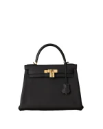Kelly 28 Black Togo Gold Hardware