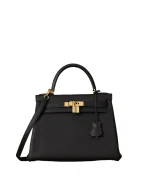 Kelly 28 Black Togo Gold Hardware