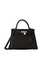 Kelly 28 Black Togo Gold Hardware