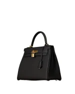 Kelly 28 Black Togo Gold Hardware