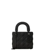 Ultramatte Cannage Calfskin Mini Lady Dior Black