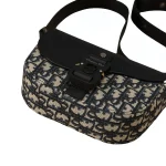 Oblique Jacquard Grained Calfskin Saddle Pouch With Strap Beige Black